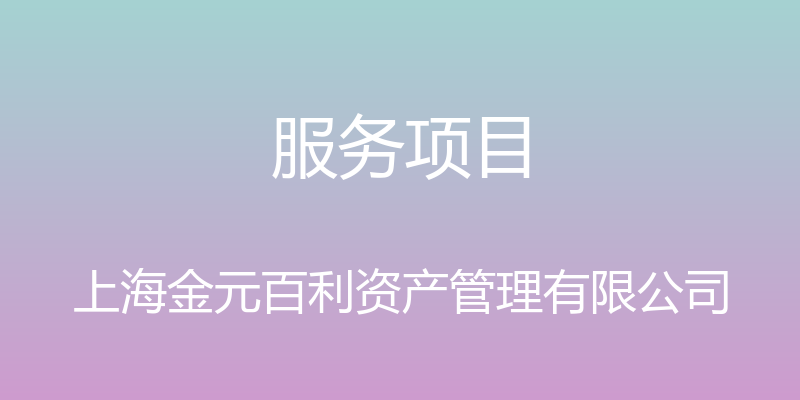 服务项目 - 上海金元百利资产管理有限公司