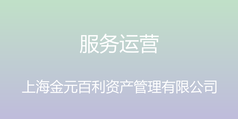 服务运营 - 上海金元百利资产管理有限公司